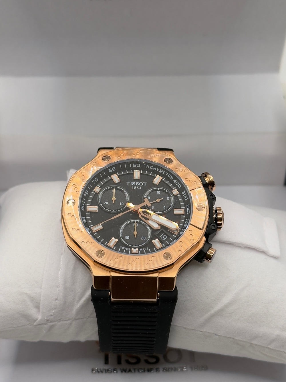 Tissot Rose Gold and Black Chronograph Watch